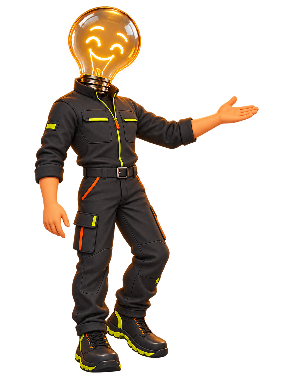 Lightman mit offener Hand in einer einladenden Pose