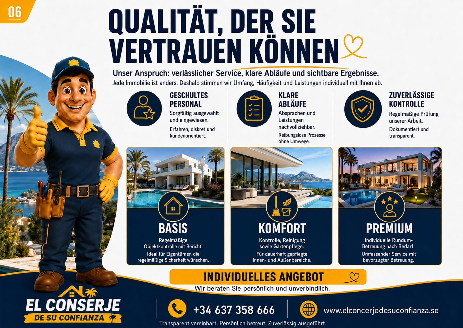 El Conserje – Broschürenseite Qualität