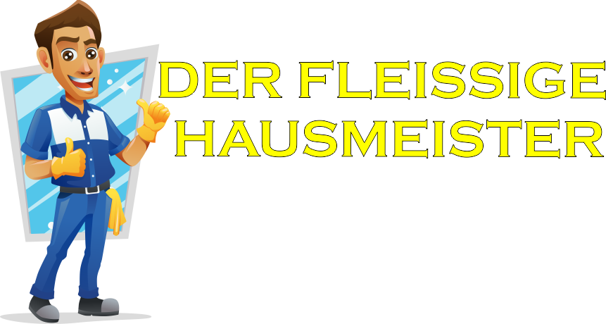 Aktuelles vollständiges Logo Der fleißige Hausmeister mit Markenfigur und originalem Schriftzug