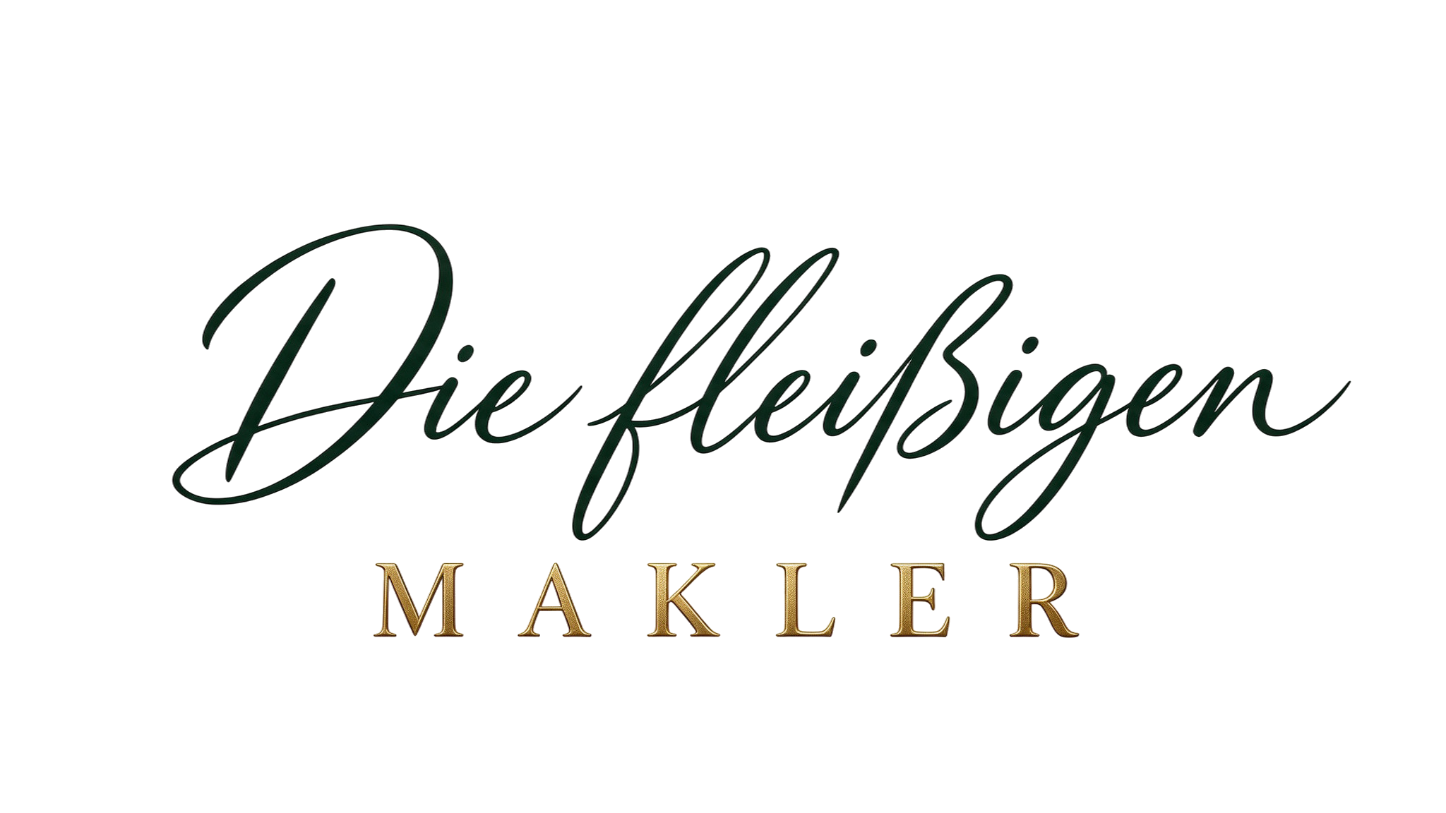 Aktuelle grün-goldene Wortmarke Die fleißigen Makler
