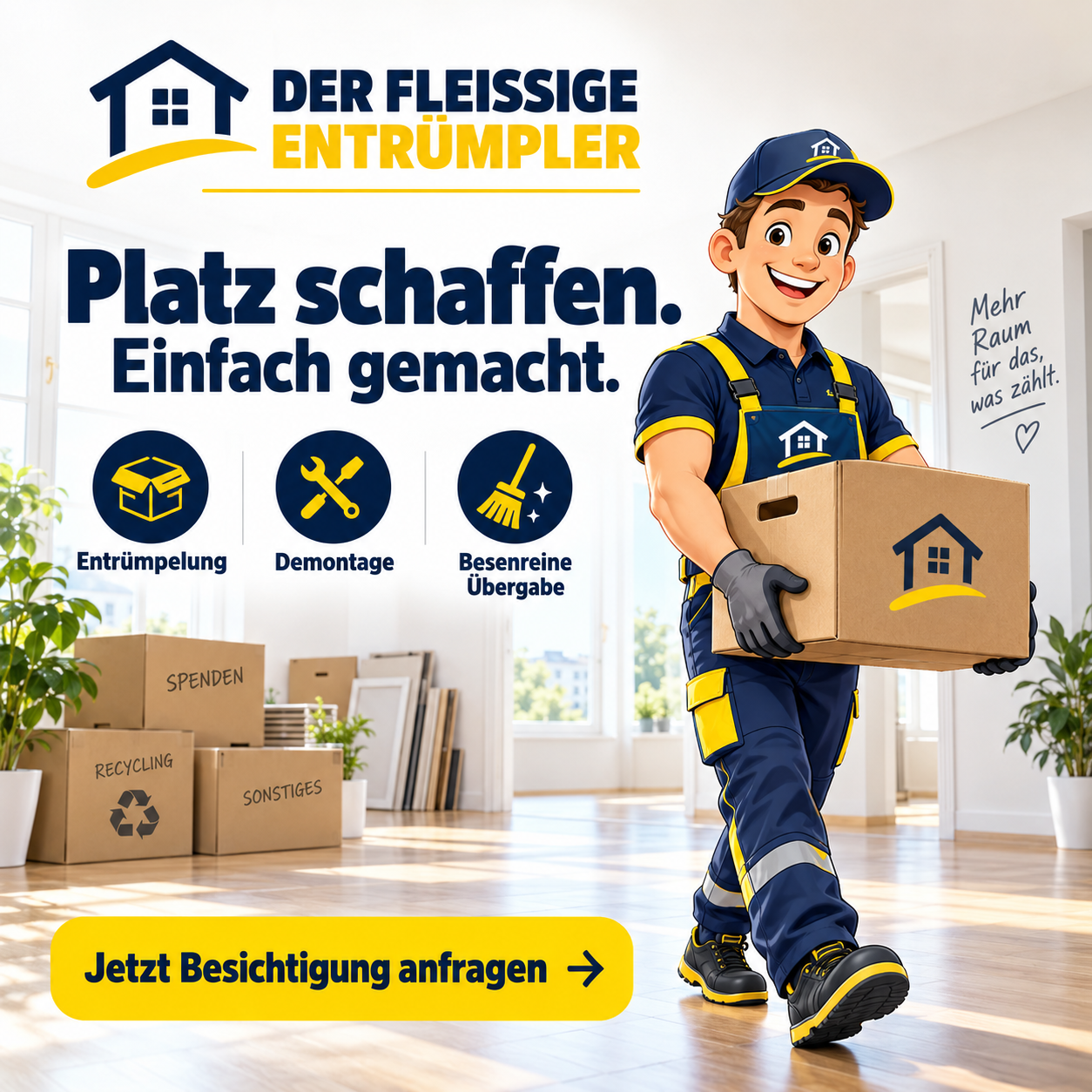 Ausgearbeitetes Kampagnenmotiv des fleißigen Entrümplers