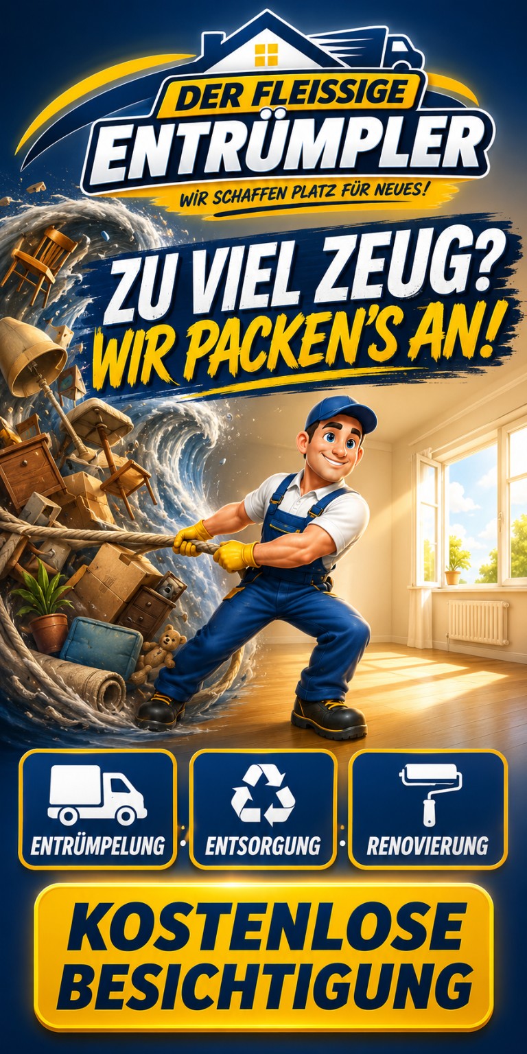 Entrümpler-Hochformat: Zu viel Zeug? Wir packen’s an!