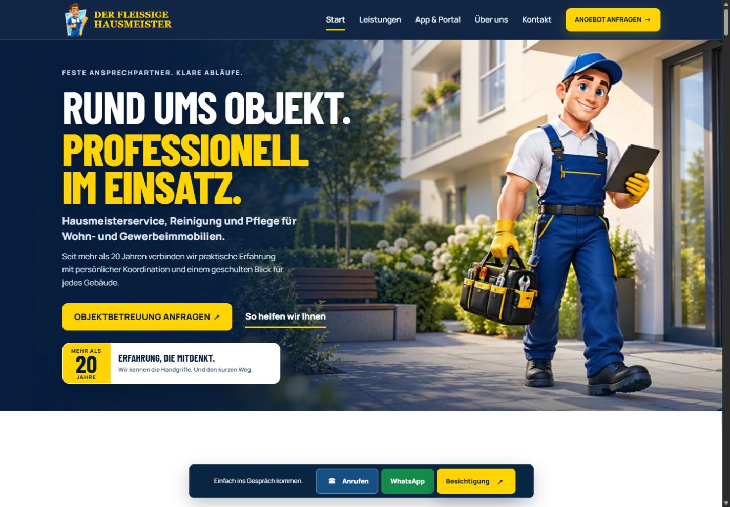 Der fleißige Hausmeister / Website-Seitenauftakt