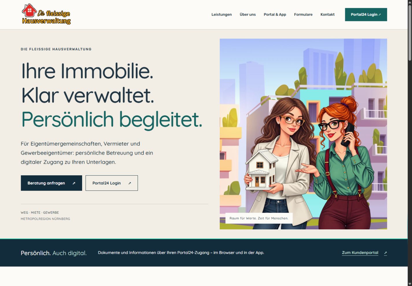 Die fleißige Hausverwaltung / Website-Seitenauftakt